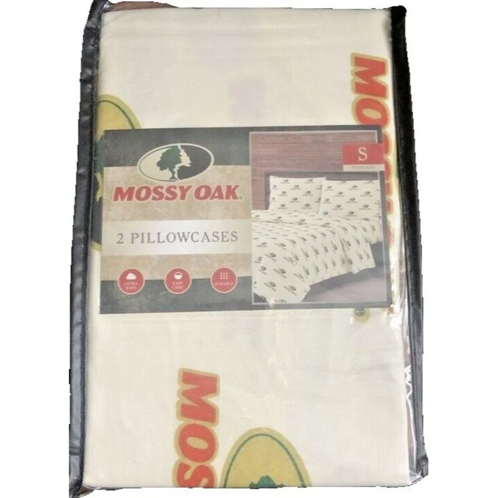 Mossy Oak Logo Pillowcases Standard Queen Cabin Hunting 20x30 Camp Set Of 2